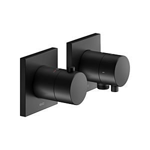 Keuco Edition 11 shower thermostat 51153371122 matt black, flush-mounted installation, 2 consumers, with wall connection elbow