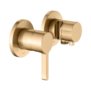 KEUCO Edition 400 Einhebelmischer Set 51551251221  für 2 Verbraucher, mit Schlauchanschluss und Brausehalter, Messing gebürstet