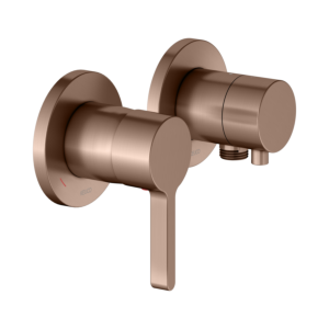 KEUCO Edition 400 single lever mixer set 51551291121 for 2 outlets, with hose connection, brushed rose gold