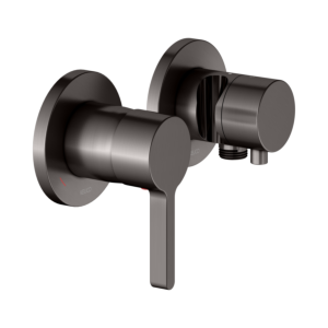 KEUCO Edition 400 single lever mixer set 51551351221 for 2 outlets, with hose connection and shower holder, brushed titanium black