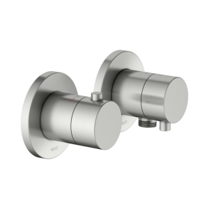 KEUCO Edition 400 thermostatic mixer set 51553211121 for 2 outlets, with hose connection, stainless steel finish