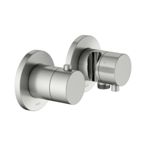 KEUCO Edition 400 thermostatic mixer set 51553211231 for 3 outlets, with hose connection and shower holder, stainless steel finish