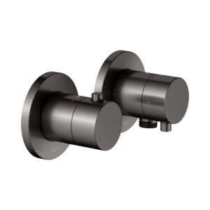 KEUCO Edition 400 thermostatic mixer set 51553351121 for 2 outlets, with hose connection, stainless steel finish