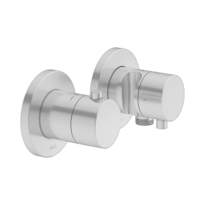 Keuco Plan Blue shower thermostat 53953171221 aluminum finish, 2 consumers, with wall connection elbow and shower holder