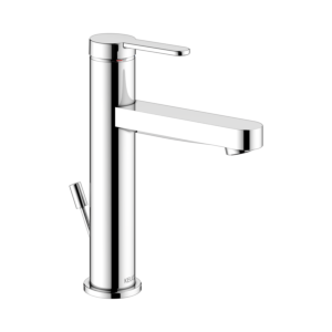 Keuco IXMO Flat basin mixer 59501013001 projection 124mm, with drain fitting, round rosette, chrome-plated
