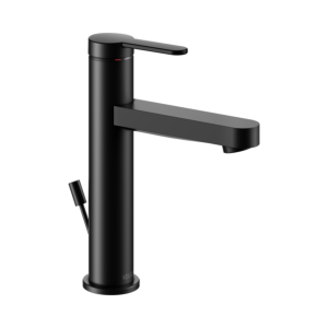 Keuco IXMO Flat basin mixer 59501373001 projection 124mm, with drain fitting, round rosette, matt black