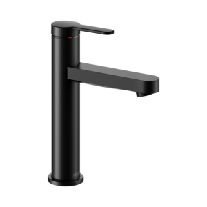 Keuco IXMO Flat mitigeur lavabo 59501373101 projection 124mm, sans garniture de vidange , rosace ronde, noir mat