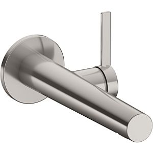 Keuco Ixmo single lever basin mixer 59516051101 projection 219mm, brushed nickel, wall mounting, round rosette