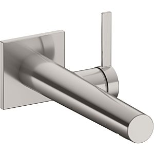 Keuco Ixmo single lever basin mixer 59516052102 projection 265mm, brushed nickel, wall mounting, square rosette