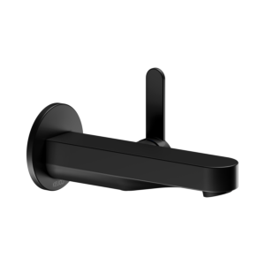 Keuco Ixmo single lever basin mixer 59516370301 projection 165 mm, black matt, wall mounting, round rosette