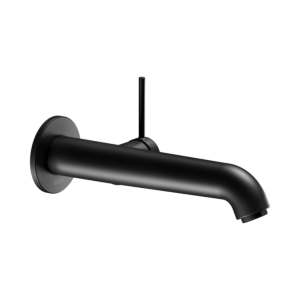 Keuco Ixmo single lever basin mixer 59516371201 projection 225 mm, black matt, wall mounting, round rosette