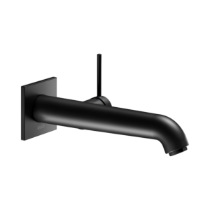 Keuco Ixmo single lever basin mixer 59516371202 projection 225 mm, black matt, wall mounting, square rosette