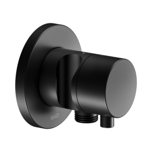 Keuco IXMO Comfort garniture set 59541371201 noir mat, robinet d&#39;arrêt dissimulé, rond, raccord de tuyau/support de douche