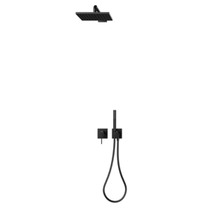 Keuco IXMO Dusch-Set 4  59651370402 eckig, Einhebelmischer m. Brauseschlauch u. Kopfbrause, schwarz matt