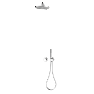 Keuco IXMO shower set 7 59653010701 round, thermostatic mixer with shower hose and overhead shower, chrome-plated