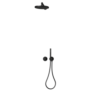 Keuco IXMO Dusch-Set 7 59653370701 rund, Thermostatmischer m. Brausehalter u. Kopfbrause, schwarz matt