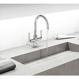 Kludi Nova Fonte mitigeur lavabo 201180515 bec orientable / verrouillable, avec garniture de vidage , chromé