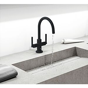 Kludi Nova Fonte mélangeur lavabo 201183915 bec orientable / verrouillable, avec garniture de vidage , noir mat