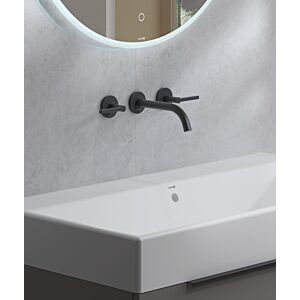 Kludi Ensemble complet coque et finition Nova Fonte 201443915 pour mitigeur lavabo trois trous, saillie 180mm, noir mat