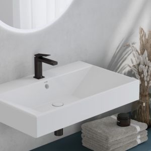 Kludi DECUS basin mixer 110 542893975 ECO PLUS, with push-open waste set, matt black