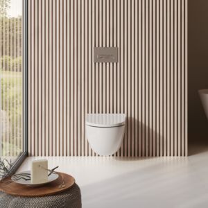 Kludi RESA D wall-hung toilet set 24WCSET43 Rimless, spiral flush, P-shaped drain, glossy white