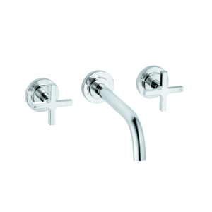 Kludi Nova Fonte Roh- und Feinbau-Komplettset 201440520 chrom, für Waschtisch-Dreiloch-Armatur, Ausladung 180 mm