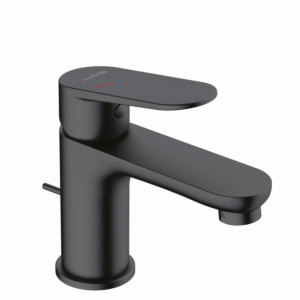 Mitigeur de lavabo Kludi X1 322633975 EcoPlus, position centrale, eau froide, avec bonde, noir mat