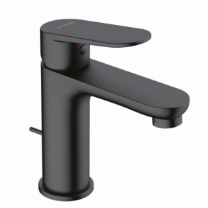 Robinet de lavabo Kludi X1 322933975 EcoPlus, position centrale, eau froide, avec bonde, noir mat