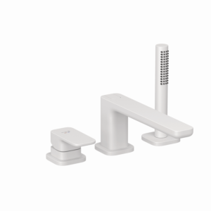 Mélangeur bain-douche 3 trous Kludi RENON 424485375 avec bec verseur blanc mat