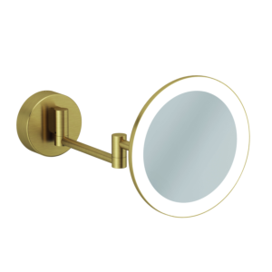 Kludi VELA R LED cosmetic mirror 58995N0W, 3x magnification, wall-mounted, brushed gold
