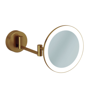 Kludi VELA R LED cosmetic mirror 58995N1W, 3x magnification, wall-mounted, brushed bronze