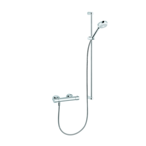 Kludi Logo shower duo 6857805-00 AP, thermostatic shower fitting, with wall bar 900mm, chrome