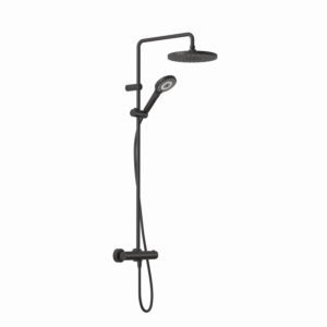 Système de douche thermostatique double Kludi DIVE Dive X 3S 6906739-00 avec douchette, pommeau de douche Ø 250 mm, noir mat