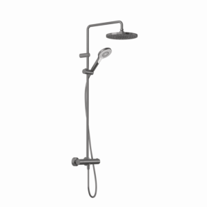 Système de douche double thermostatique Kludi DIVE Dive X 3S 69067N2-00 avec douchette, pommeau de douche Ø 25 cm, finition PVD gris anthracite brossé