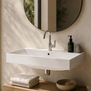 CARLDIX x LAUFEN Waschtisch 60 cm A91002006001  Weiß, 600 x 460 mm, mit Überlauf und Hahnloch, Wandmontage