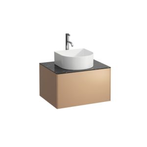 LAUFEN Sonar Schubladenelement/Sideboard H4054050341411 57,5x34x45,5cm, Ausschnitt Mitte, mit Hahnloch, Kupfer/Nero Marquina