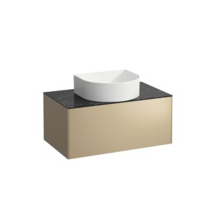 LAUFEN Sonar drawer unit / sideboard H4054110341401 77.5x34x45.5cm, cut-out in the middle, gold / Nero Marquina