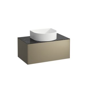 LAUFEN Sonar drawer unit / sideboard H4054110341421 77.5x34x45.5cm, cut-out in the middle, titanium / Nero Marquina