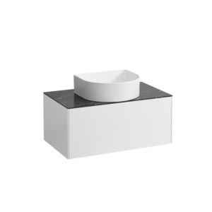 LAUFEN match0 Sonar tiroirs / buffet H4054110341431 77,5x34x45,5cm, découpe au milieu, blanc mat / Nero Marquina