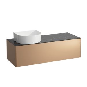 LAUFEN Sonar Schubladenelement/Sideboard H4054220341411 117,5x34x45,5cm, Ausschnitt links, Kupfer/Nero Marquina