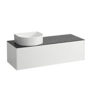 LAUFEN Sonar drawer unit / sideboard H4054220341431 117.5x34x45.5cm, cut-out on the left, matt white / Nero Marquina
