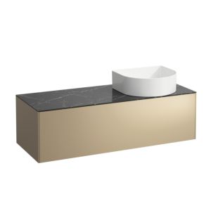 LAUFEN Sonar Schubladenelement/Sideboard H4054230341401 117,5x34x45,5cm, Ausschnitt rechts, Gold/Nero Marquina
