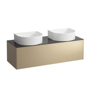 LAUFEN Sonar Schubladenelement/Sideboard H4054240341401 117,5x34x45,5cm, Ausschnitt links/rechts, Gold/Nero Marquina