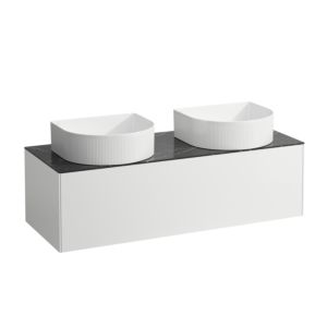 LAUFEN Sonar drawer unit / sideboard H4054240341431 117.5x34x45.5cm, cut-out left / right, matt white / Nero Marquina
