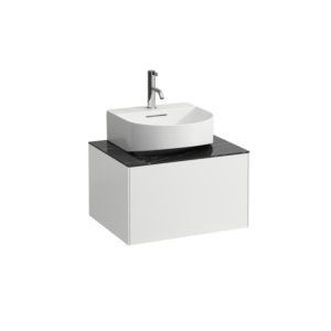 LAUFEN Sonar Schubladenelement H4054310341431 57,5x34x45,5cm, 1 Schublade, Weiß matt/Nero Marquina