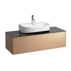LAUFEN Sonar Schubladenelement/Sideboard H4054510341411 117,5x34x45,5cm, Ausschnitt Mitte, Kupfer/Nero Marquina