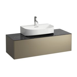 LAUFEN Sonar Schubladenelement/Sideboard H4054510341421 117,5x34x45,5cm, Ausschnitt Mitte, Titan/Nero Marquina