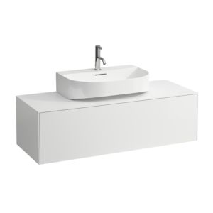 LAUFEN Sonar drawer unit / sideboard H4054510341701 117.5x34x45.5cm, cut-out in the middle, matt white