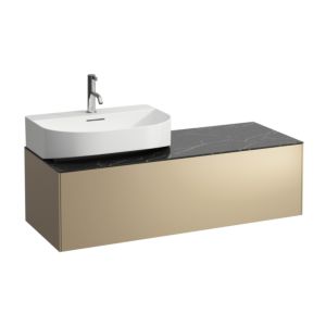 LAUFEN Sonar Schubladenelement/Sideboard H4054520341401 117,5x34x45,5cm, Ausschnitt links, Gold/Nero Marquina