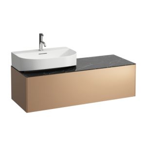 LAUFEN Sonar drawer unit / sideboard H4054520341411 117.5x34x45.5cm, cut-out on the left, copper / Nero Marquina